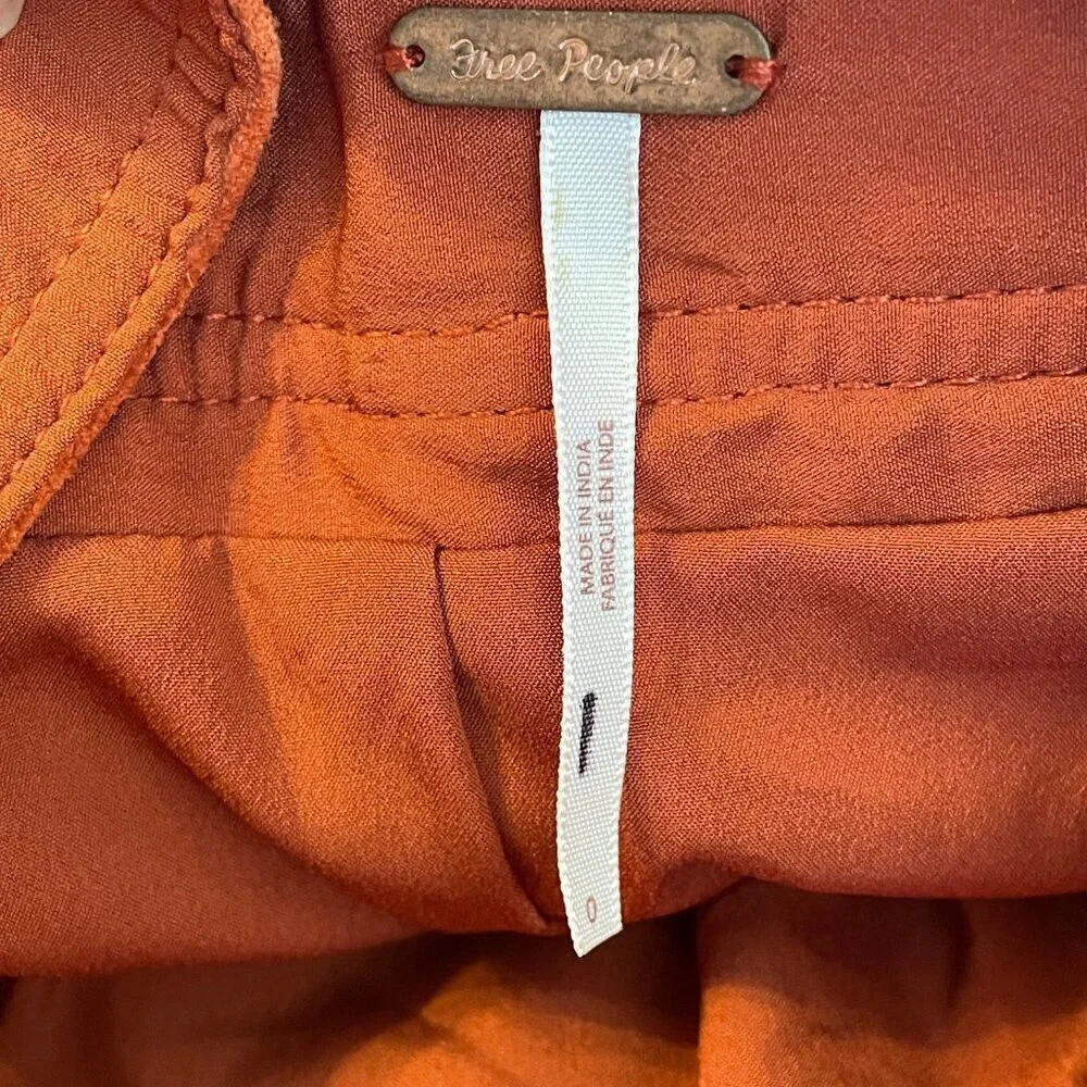 Free People Suede Apron Midi Dress in Rust Orange Sz. 0